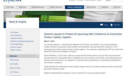 Dykema website details Automotive Product Liability and Litigation 