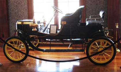 A 1908 Stanley Steamer on display at the Stanley Hotel. Photo © 2012 by Don Bain