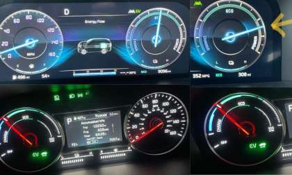 Kia Sorento hybrids’ dashboard displays showing efficiency information