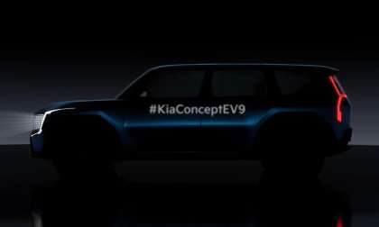 Blue Kia EV9 in profile
