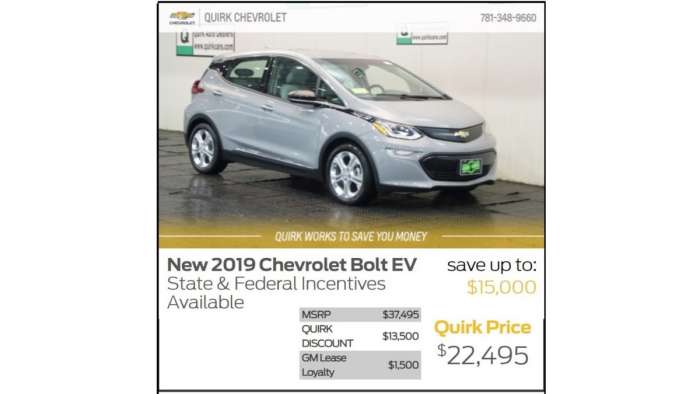 Chevy Bolt EV 2019 discounts
