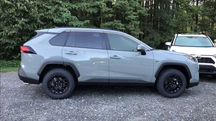 2019 Toyota RAV4 XLE AWD Lunar Rock with Trail Package profile view