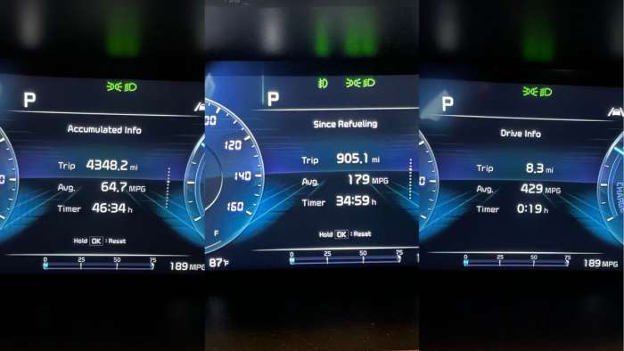 3 Kia Sorento PHEV Fuel Efficiency Screens