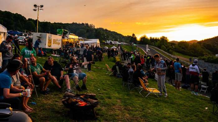 Image showing fans camping along the side of the racetrack at the Nurburgring 24 Hour race