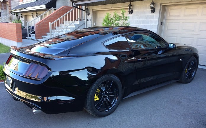 2015 black ford mustang gt rear view