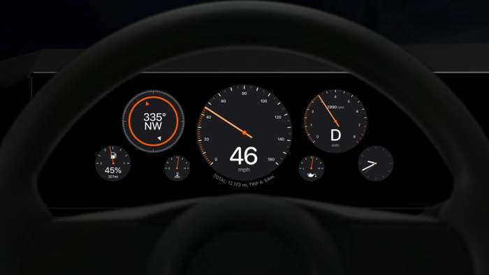 Image showing a more traditional configuration for the CarPlay instrument cluster.