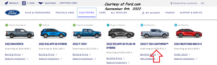 Image of Ford F-150 Lightning Pricing courtesy of Ford.com