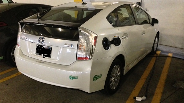 Toyota Prius Parked over Electric Cables