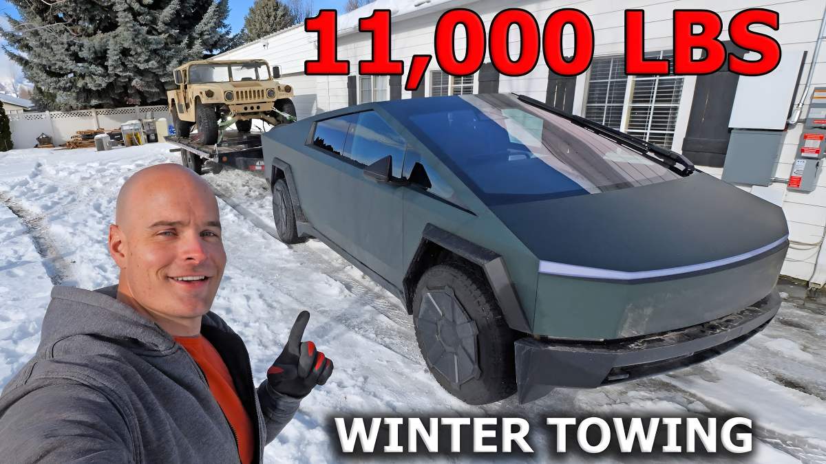 Zack JerryRigEverything Uncovers How Many Miles a Tesla Cybertruck Can  Travel While Towing 11,000 lbs in the Cold