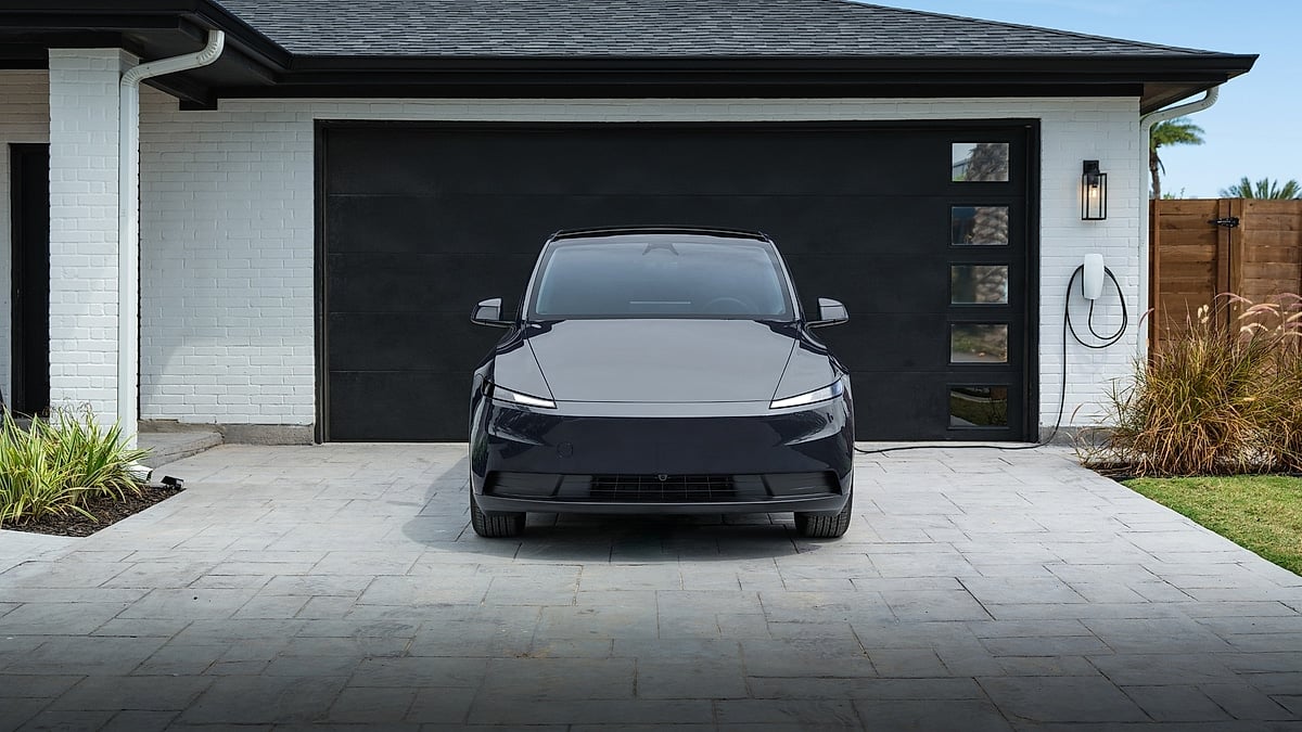 Tesla Model Y home charging setup in Los Angeles driveway