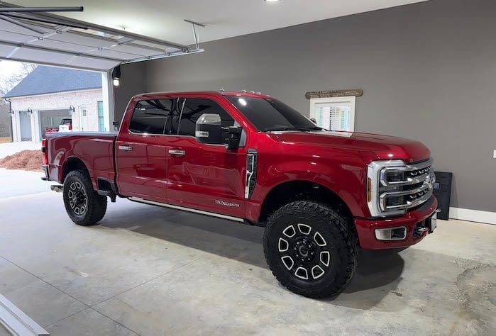 Kelsey's 2020 Ford F-250 in the garage