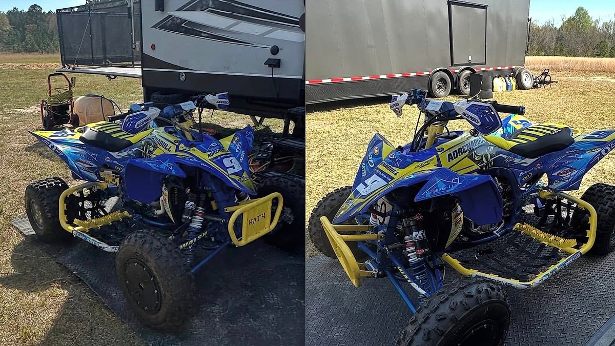 2 race quads are ready to be loaded on a 7x16 enclosed trailer for a weekend drive through the North Alabama hills