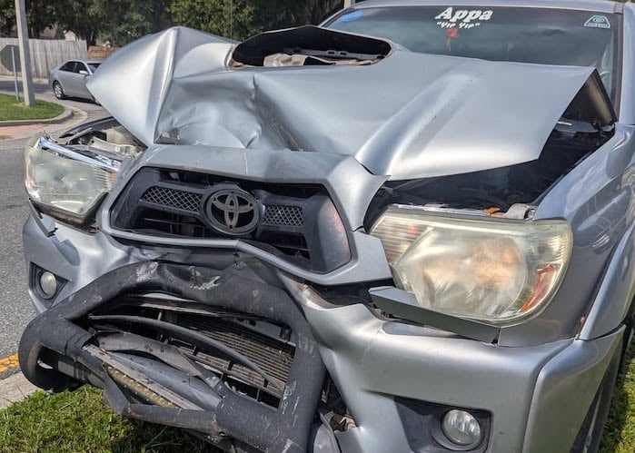DK's 2015 Toyota Tacoma Off Road Sport 4x4 after the accident