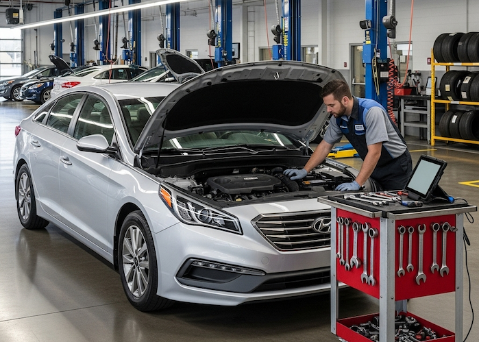 Blanca Crowe's Hyundai Sonata at the dealer