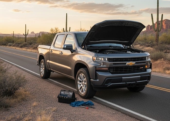 2019 Chevy Silverado on the side of the road