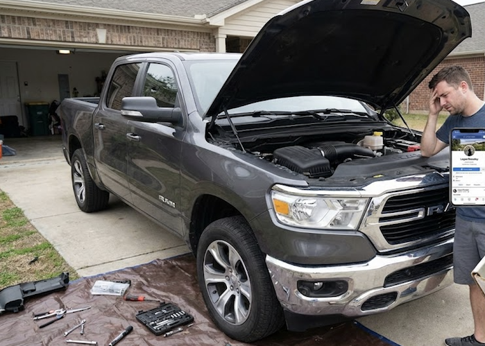 Logan Pressley's 2019 Ram 1500 in his driveway