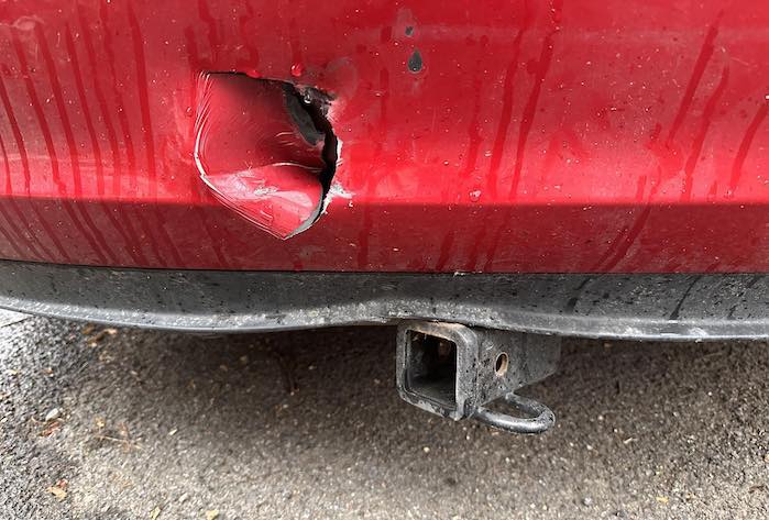 J. Anders Thueson's 2019 Tesla Model 3 with rear-end damage