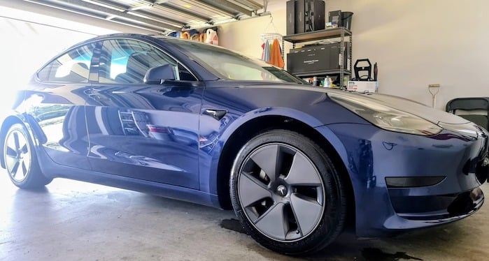 Nathan's 2021 Tesla Model 3 in his garage