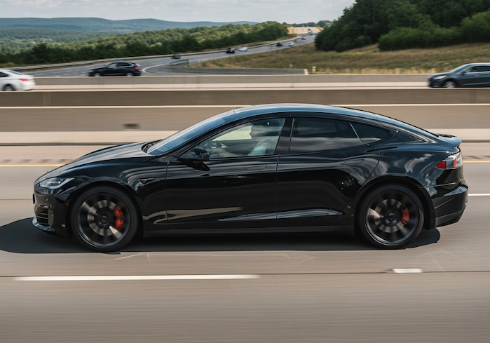 2021 Tesla Plaid S on the highway
