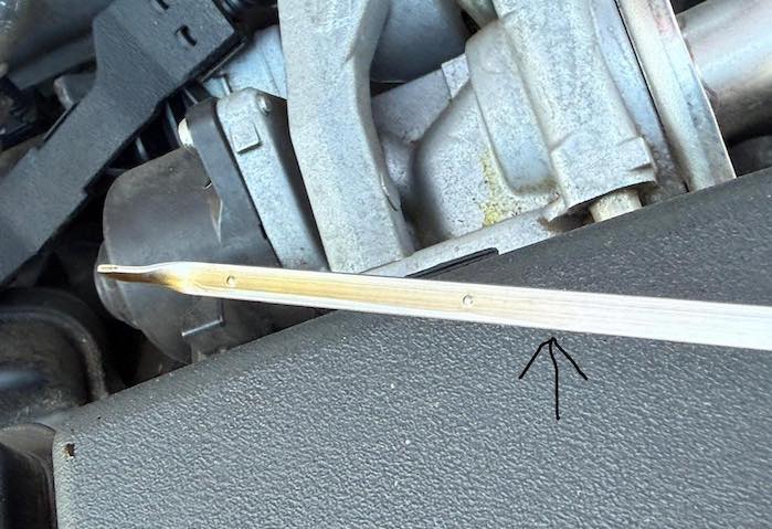 Shane is checking the dipstick on his 2021 Toyota RAV4