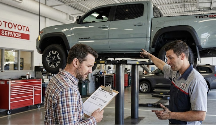 2021 Toyota Tacoma in the shop bay