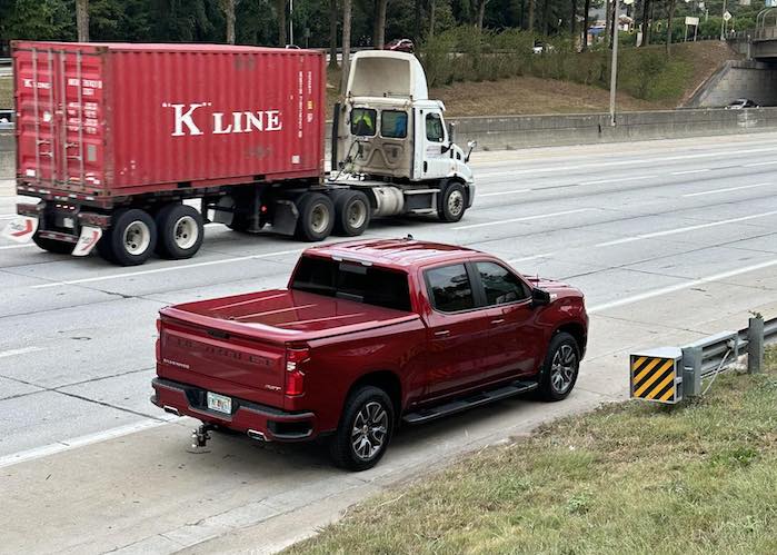 Sean Carleton's 2022 Chevy Silverado on the side of the road