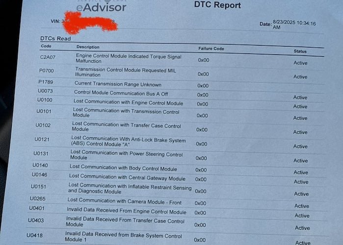 Tanner's 2022 Chevy Silverado ZR2 is throwing multiple error codes