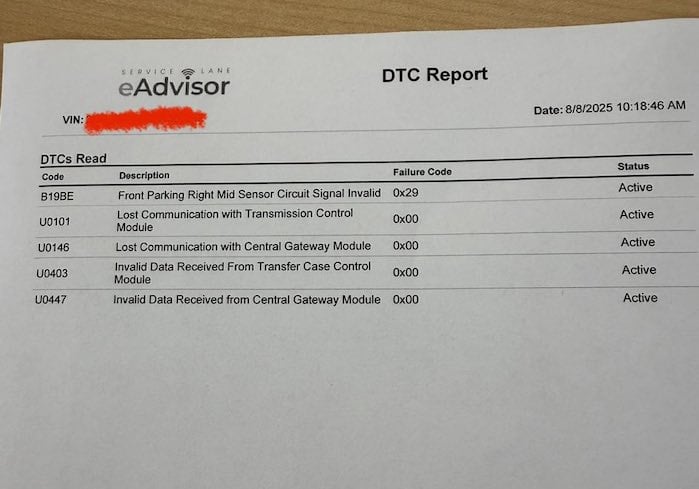 Tanner's 2022 Chevy Silverado with more error codes