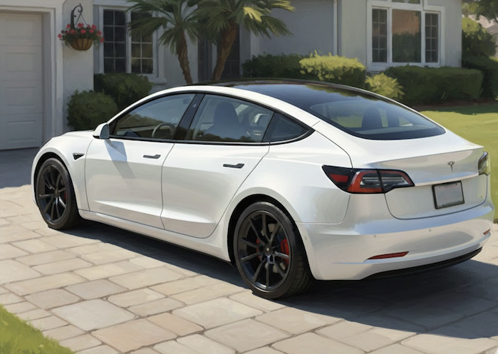 Jeff Armstrong's 2022 Tesla Model 3 Performance parked in the driveway