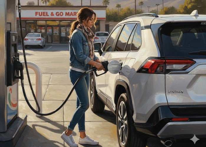 Sierra Szymoniak filling up her 2022 Toyota RAV4