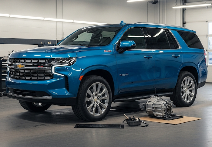 Ashley's 2023 Chevy Tahoe at the dealer waiting for parts
