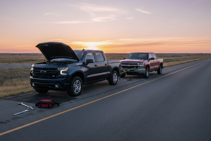 Shoemaker's 2023 Chevy Silverado with a failed transmission