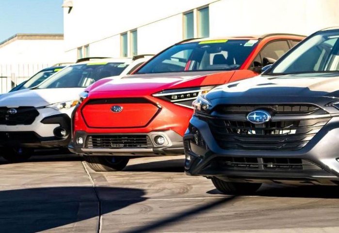 2023 Subaru Solterra sitting on the dealer's lot