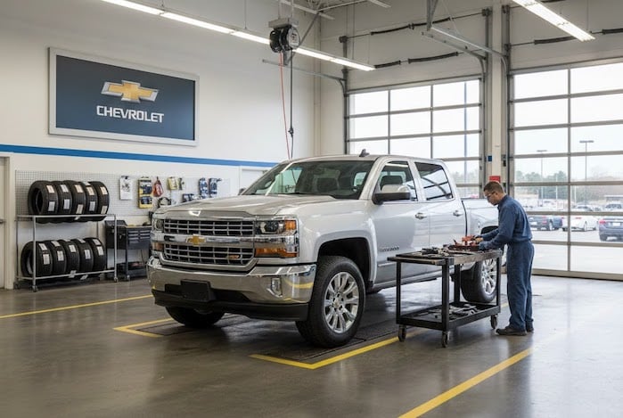 2024 Chevy Silverado in the dealer service department