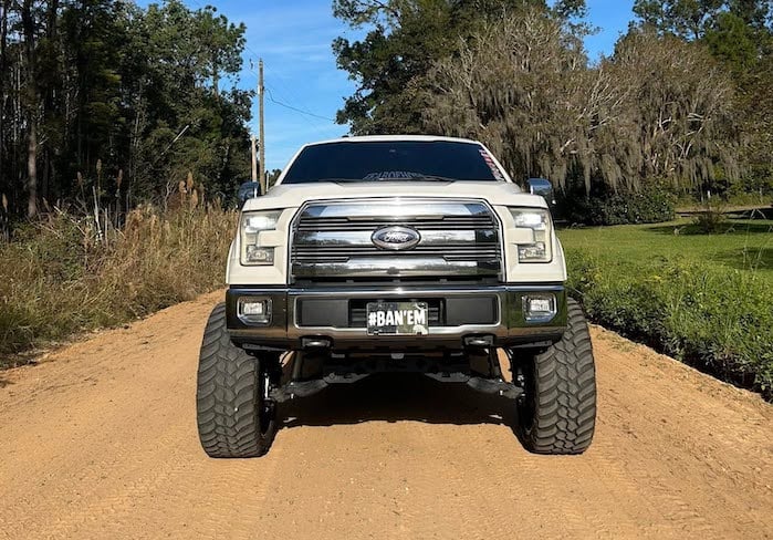 Bailey Musselwhite's Ford F-150 with a Carolina Squat front view