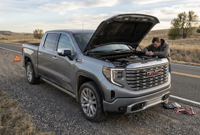 Bo Darville's 2024 GMC Sierra on the side of the road