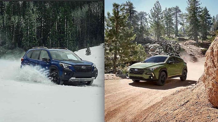 2024 Subaru Forester and 2024 Subaru Crosstrek side by side