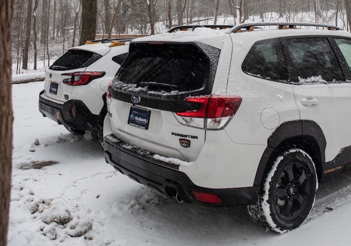 2024 Subaru Forester rear view in the snow