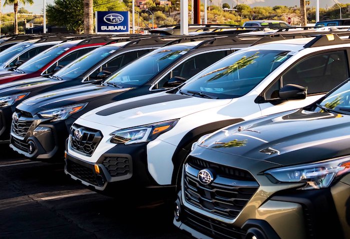 2024 Subaru Outback models sitting on the lot