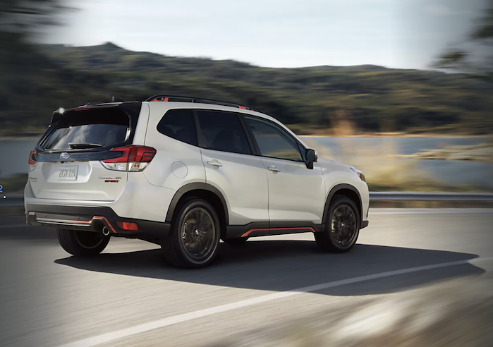 2024 Subaru Forester driving rear view
