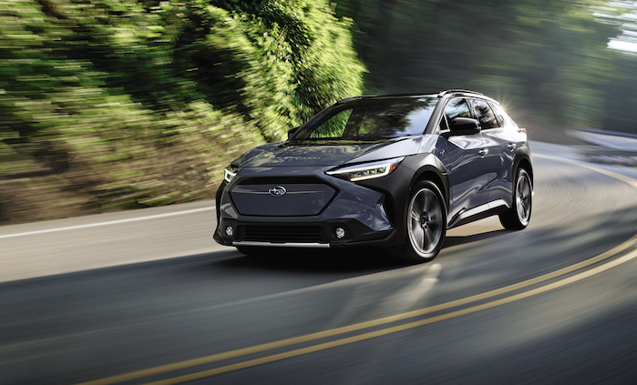 2023 Subaru Solterra EV on a curvy road