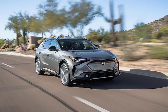 2024 Subaru Solterra on the road