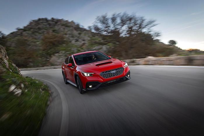 2024 Subaru WRX on the road in Italy