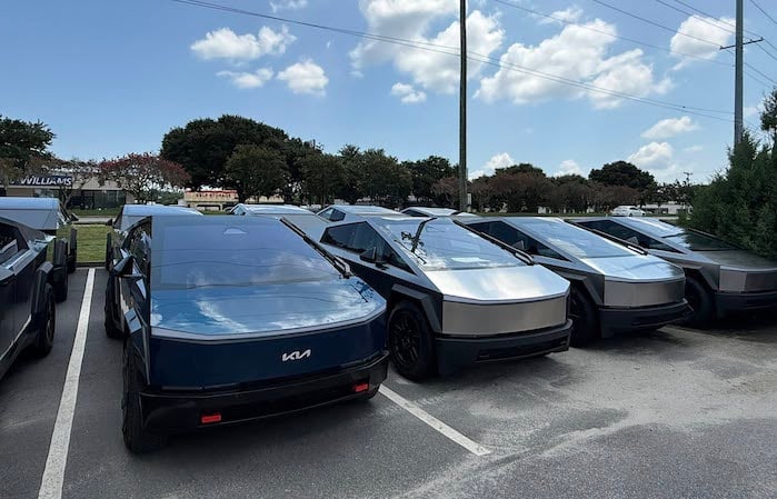 Karyl's Cybertruck with a Kia logo turns heads