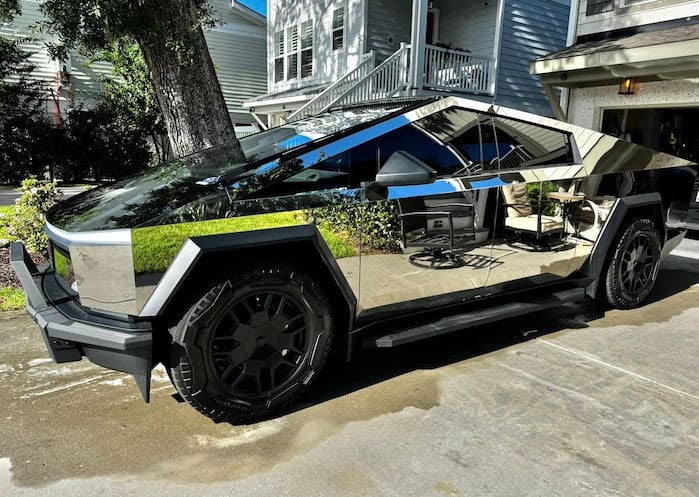 Dave Peck and his chrome-plated Tesla Cybertruck
