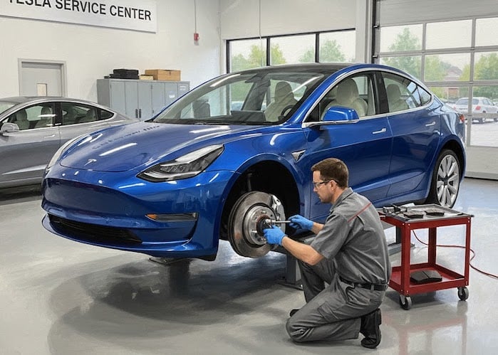 Tesla Model 3 at the Tesla Service Center 