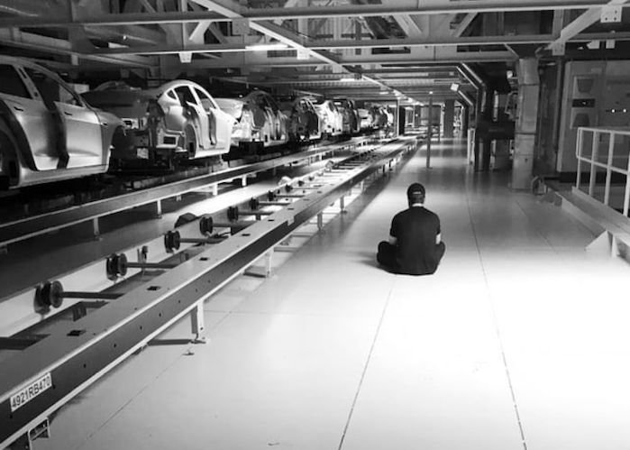 Elon Musk at the Tesla Model 3 plant in Texas