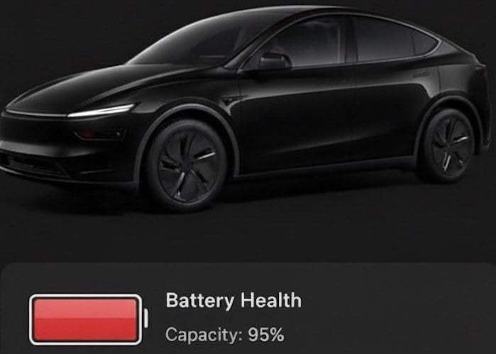Tesla Model Y screen shot of battery health