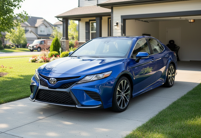 Hannah's 2024 Toyota Camry in the driveway