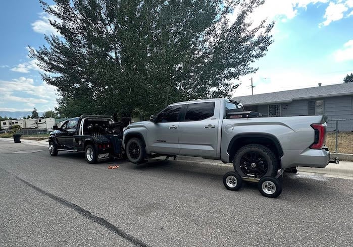 Dakoda Eads 2024 Toyota Tundra is towed to the dealer
